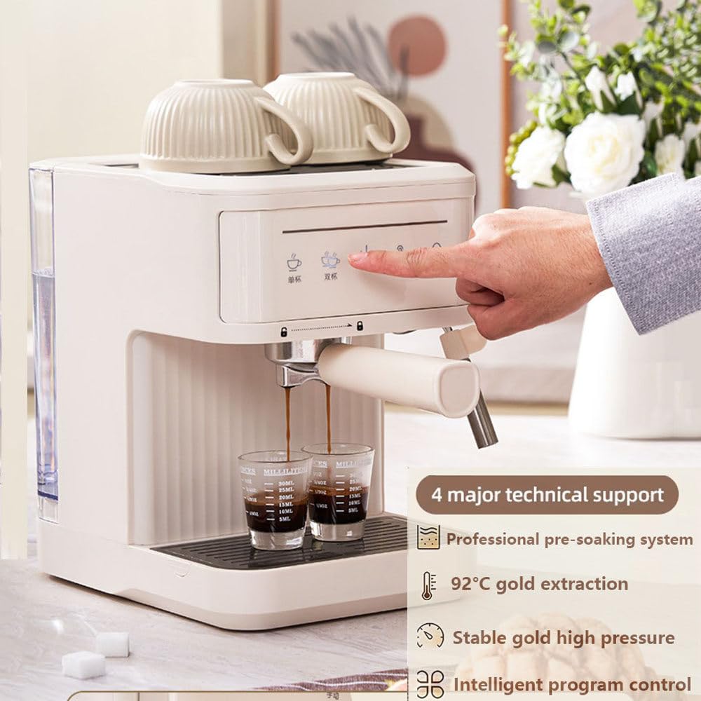 Cafetera Espresso De 20 Bares, Cafetera SemiautomáTica Con Vaporizador De Leche, Pantalla TáCtil, Tanque De Agua De 60 Oz, Cafetera Para El Hogar, MáQuina De Café Con Leche,Black
