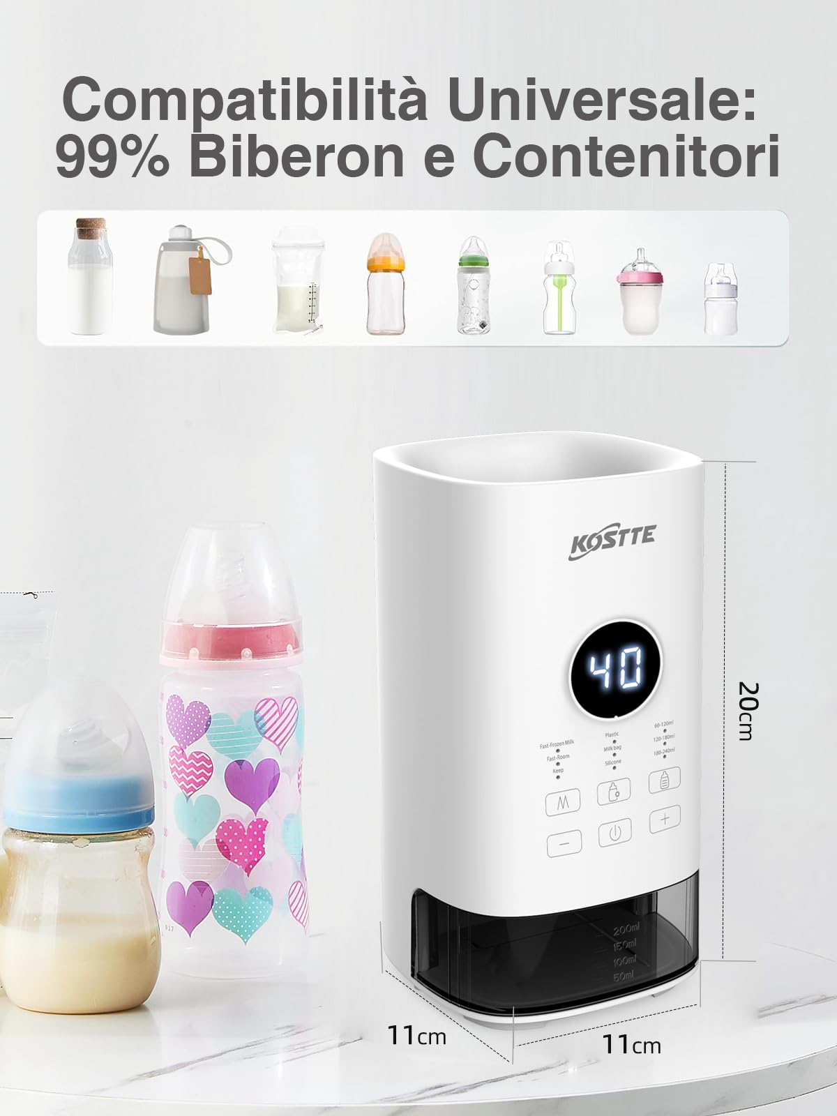 Scaldabiberon per Latte Materno o Formula, Scaldabiberon con Controllo Preciso della Temperatura, Universale Elettrico Scalda Biberon Neonato, Scaldabiberon Veloce, Baby Bottle Warmer