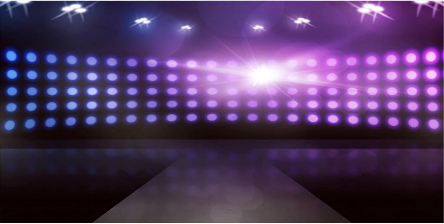 Baocicco Empty Stage with Lamp Sparkling Backdrop 9x6ft Photography Background Spotlight Catwalk Model T Stage Show Fashion Showing Runway Show Events Variety Entertainment FZNBK07037