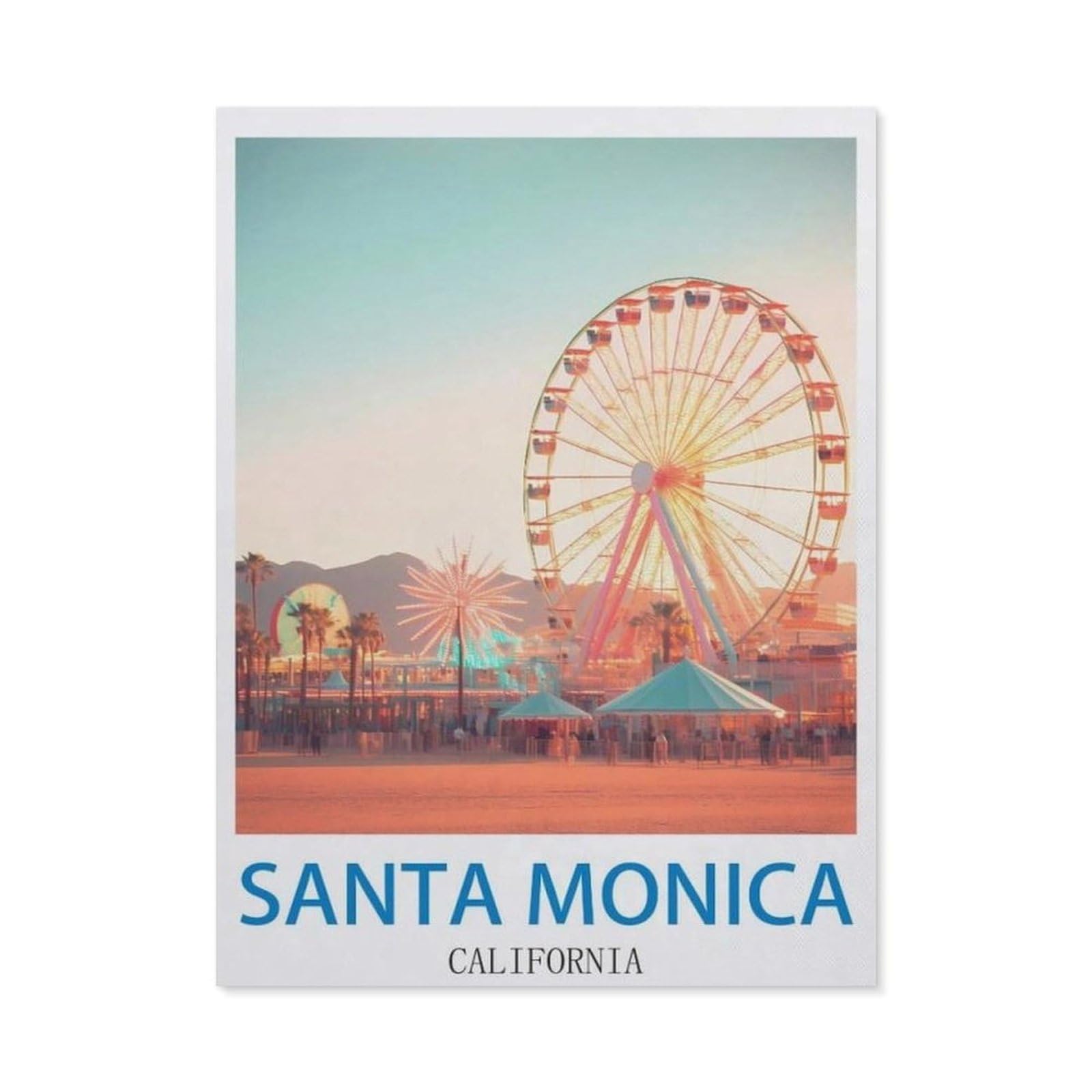 BEAYODKP Full Diamond 5D DIY Diamond Painting，Santa Monica California，3D Diamond Embroidery Cross Stitch Mosaic Needle Works（30 x 40 cm/11.81 x 15.74 inches）-CL8