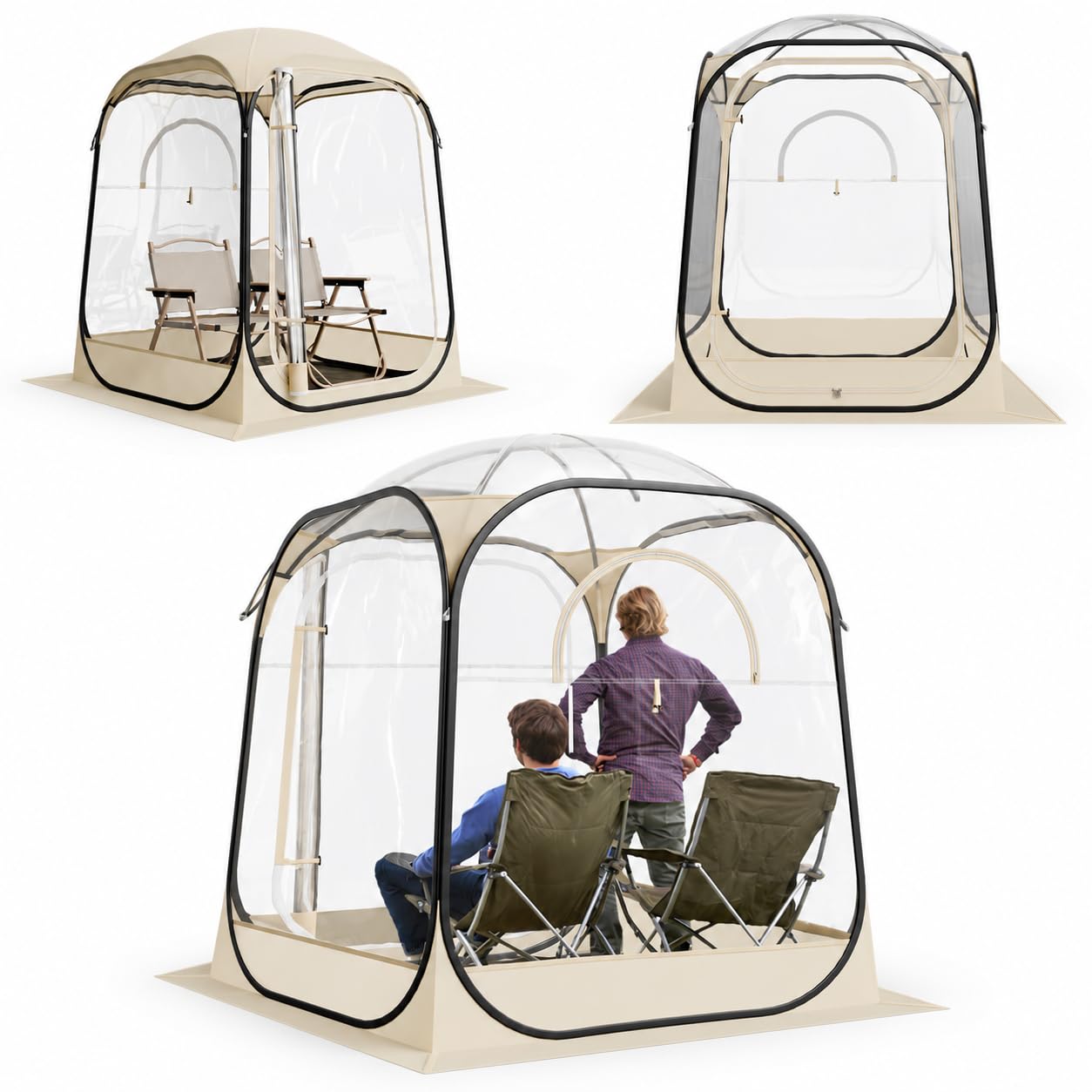VEVOR Pop up Sports Tent, 8 Sizes Optional Clear Bubble Tent for 1-6 Person, Waterproof Outdoor Pod with Floor Mat & Top Cover, Garden Igloo Dome Tents Camping Shelter for Sports Watching