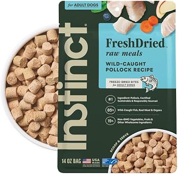 Instinct Freeze Dried Meals, Natural Dog Food, Wild-Caught Pollock, 14 oz. | FreshDried raw, 85% meat & organs, 15% non-GMO vegetables, fruits & other wholesome ingredients, supports overall vitality