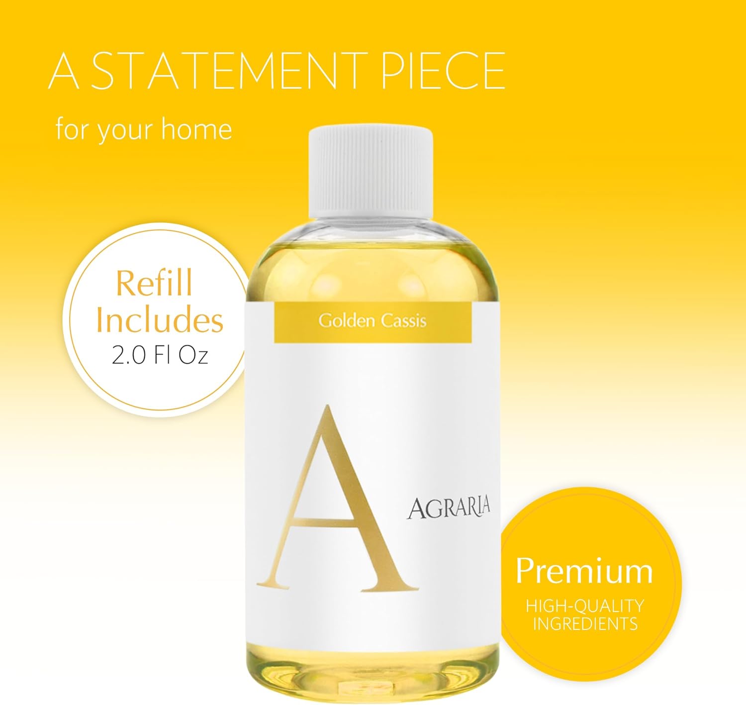 AGRARIA Reed Diffuser Refill, Scented Oil Home Fragrance, Reed Oil Diffuser Gift Set for All Occasions, Golden Cassis, 2 oz