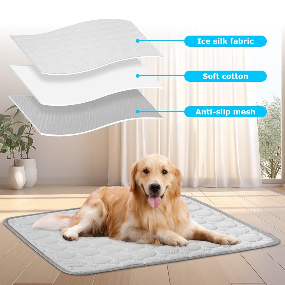 Cooling Pet Mat and Blanket - Soft Foldable Dog Bed for Travel Camping, Summer - Cushion for Cats and Dogs - 100 x 70 cm (Grey) - Image 3
