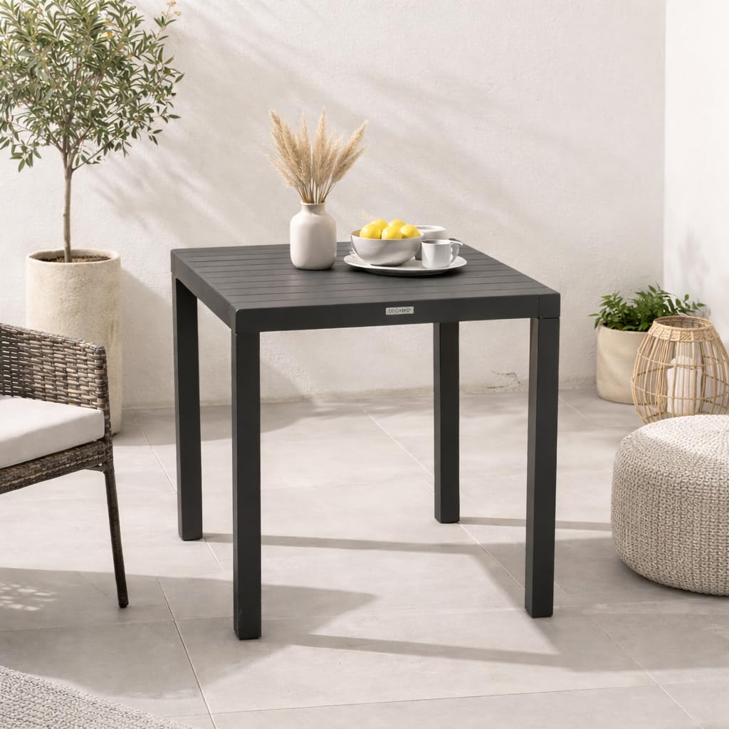 DEGAMO Bistrotisch Paris 70x70cm quadratisch, Alumium anthrazitfarben, wetterfest + rostfrei, Outdoor, Moderne Optik