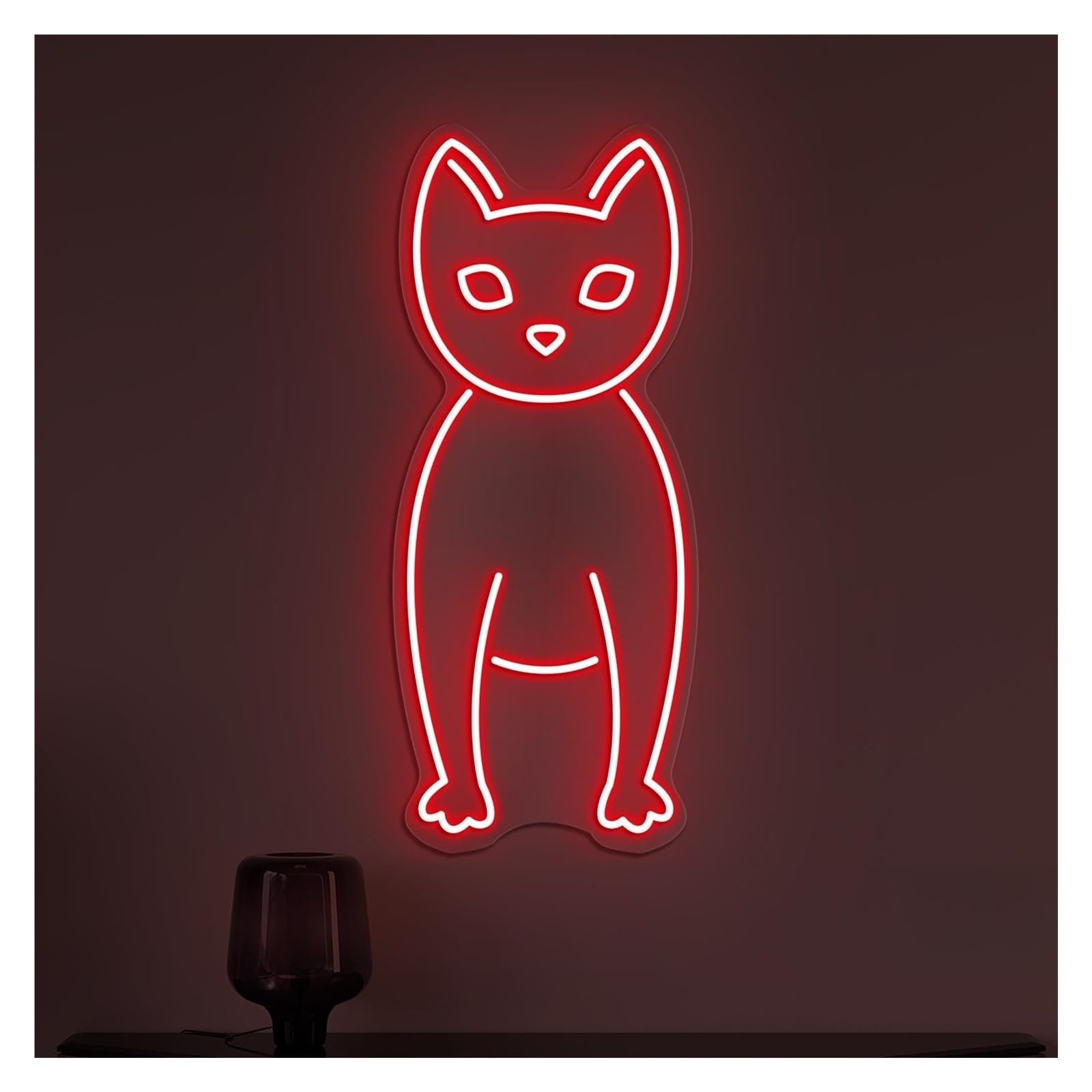 RONGCH Hanging Art Neon Signs Cat Neon Sign, Suitable for Kids Room Wall Decor with Brightness Adjustable 46cm(D)