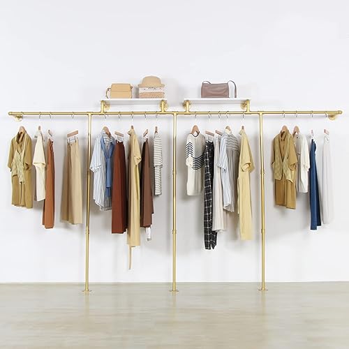 WJJAYY Perchero industrial para ropa, resistente montado en la pared, barra de ropa de hierro negro, estante de exhibición minorista, organizador de