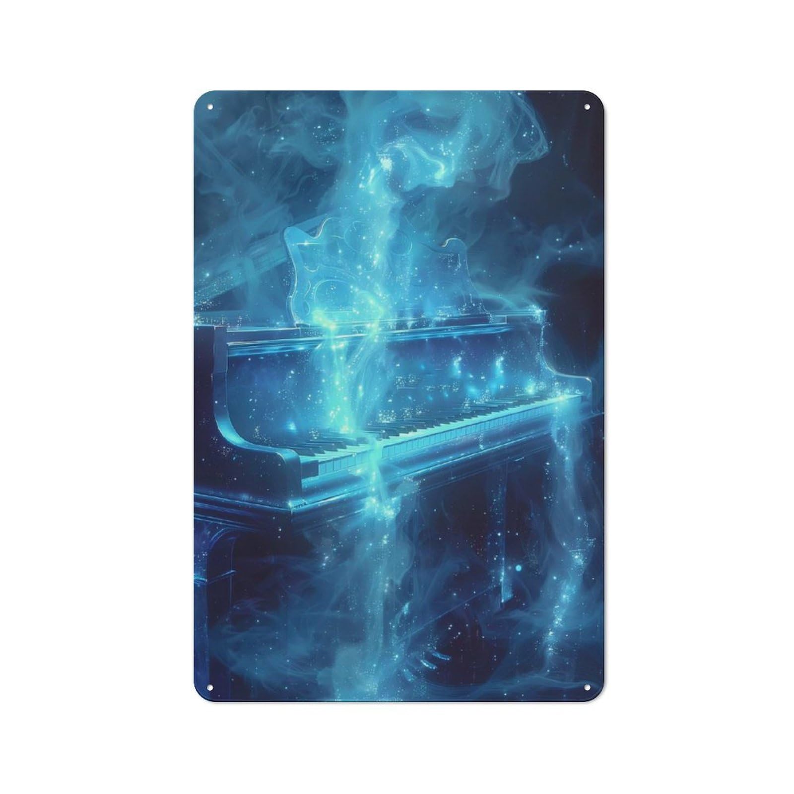 Shop Front Style Cosmic Blue Grand Piano Bistro Metal Sign 30x20cm, Cafe Wall Decor for Tea Room, Shop Wall Or Breakfast Area