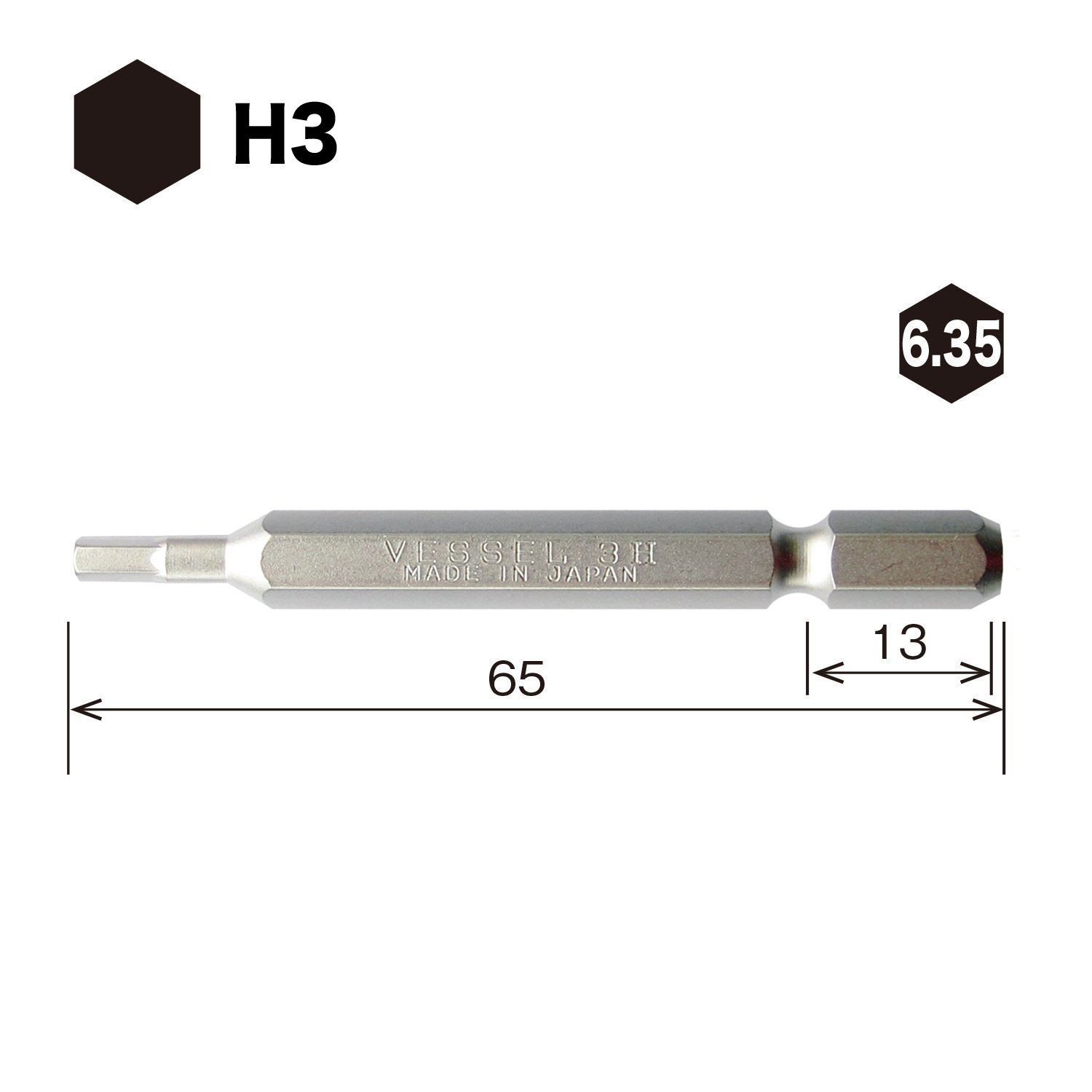 Amazon | ベッセル(VESSEL) ヘックスビット 対辺3×65mm SM16H030