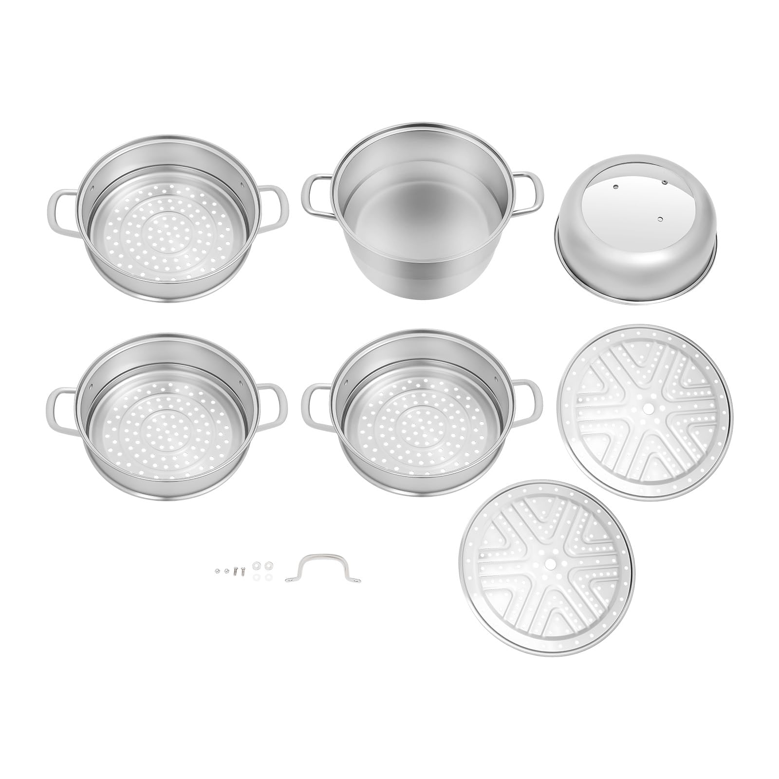 Dampfgarer aus Edelstahl, Dampfkocher 5 Etagen Dampftopf, Gardampfkochtopf mit Glasdeckel und Griff, Gedämpfte Scheiben, für Gasherd Induktionskochfeld, Cerankochfeld Elektrokochfeld, 32cm