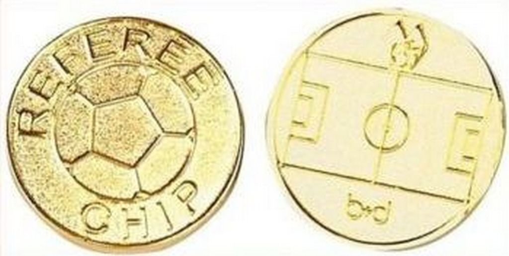 Moneda para árbitro de fútbol y fútbol sala, dorada, para sorteo, de metal