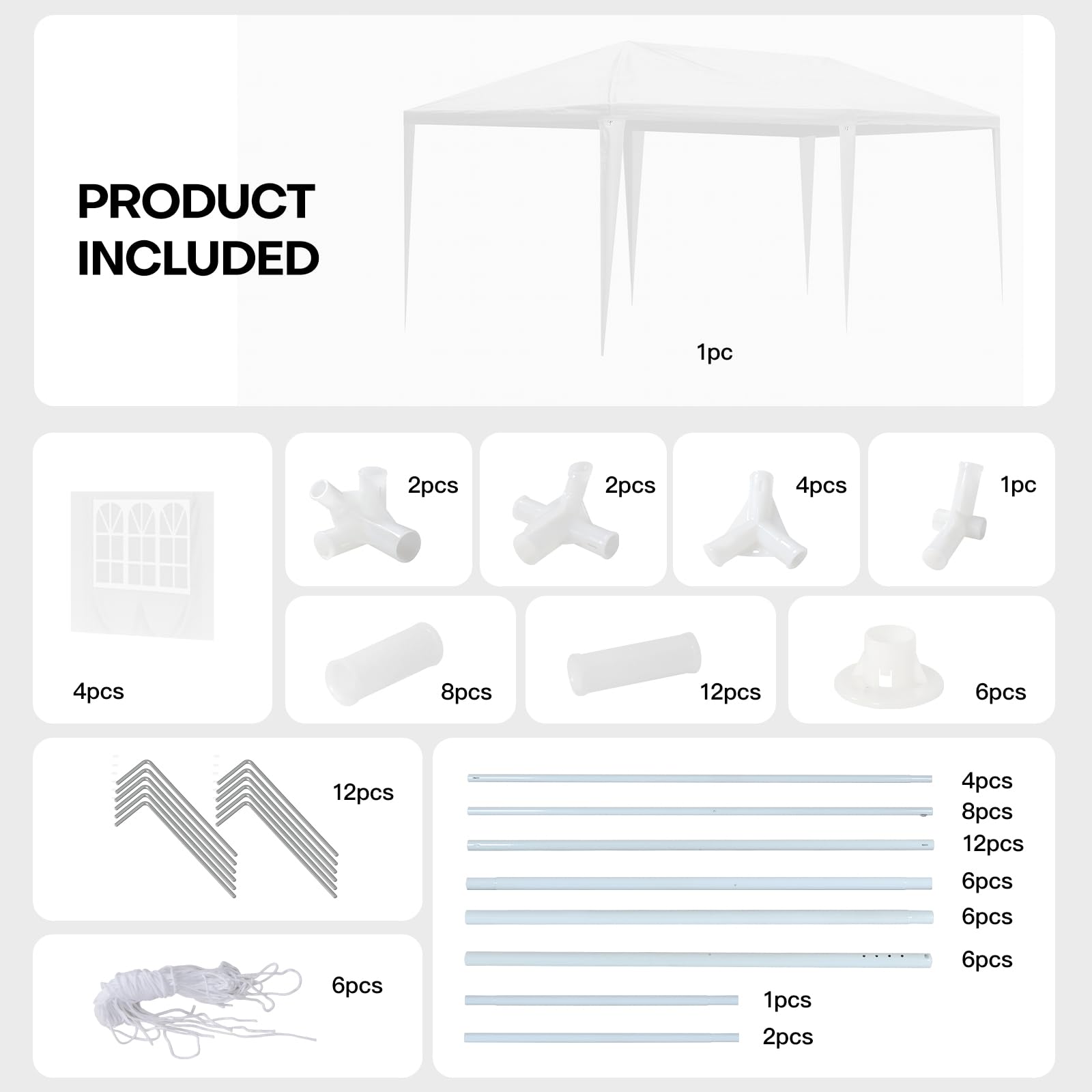 Gazebo Marquee 6x3M Canopy Party Tent with Sidewall And Windows, Outdoor Gazebo Marquee Garden Wedding Party Tent Waterproof Patio Canopy for Sun Rain Shelter (6X3m White(4 Side ）) — view 6
