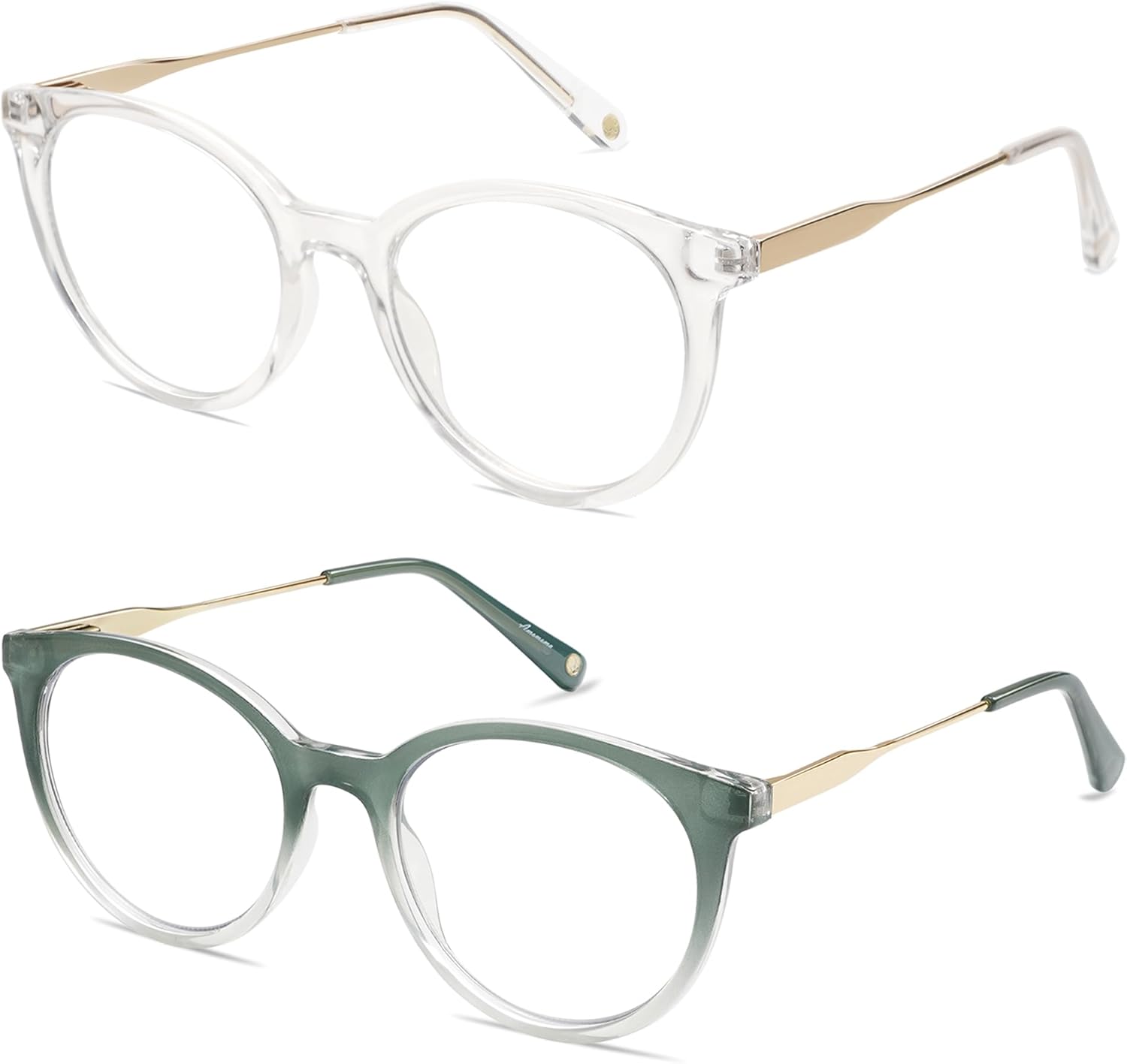 AMOMOMA Retro Round Reading Glasses for Women Cute Stylish Blue Light Blocking Readers AM6055