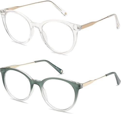 Miniatura 3 de AMOMOMA Lentes de lectura redondos retro para mujer, lindos y elegantes con bloqueo de luz azul, AM6055