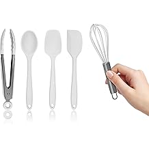 Country Kitchen Silicone Cooking Utensils - Easy to Clean Kitchen Tools, Spatula Set for Nonstick Cookware, Mini, White