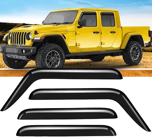 Vista 12 de Juego de 2 protectores de lluvia originales, deflectores de ventana de montaje exterior, viseras laterales de buen aspecto compatibles con Jeep TJ