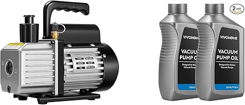 VIVOHOME Bomba de vacío HVAC de una sola etapa de 3.5 CFM 14 HP 110V para sistemas R134a R12 R22 R502 R410a Systems Paquete de 2 unidades de aceite