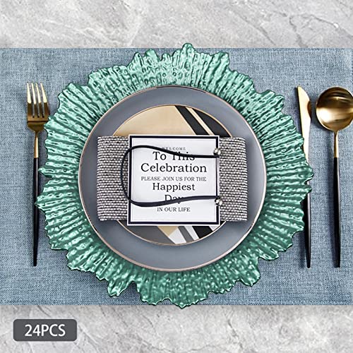 24 platos cargadores verdes 13 in con diseño coral miniatura 4