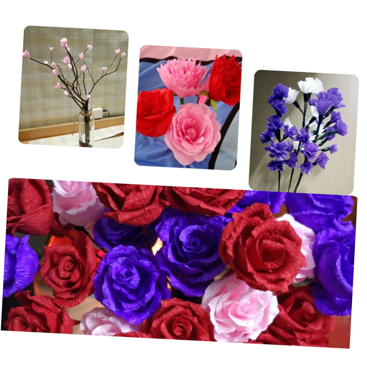 FRCOLOR 3 Juegos De Papel Crepé Para Envolver Flores En Sólidos Para Proyectos De Manualidades De Origami Y Envoltura De *3