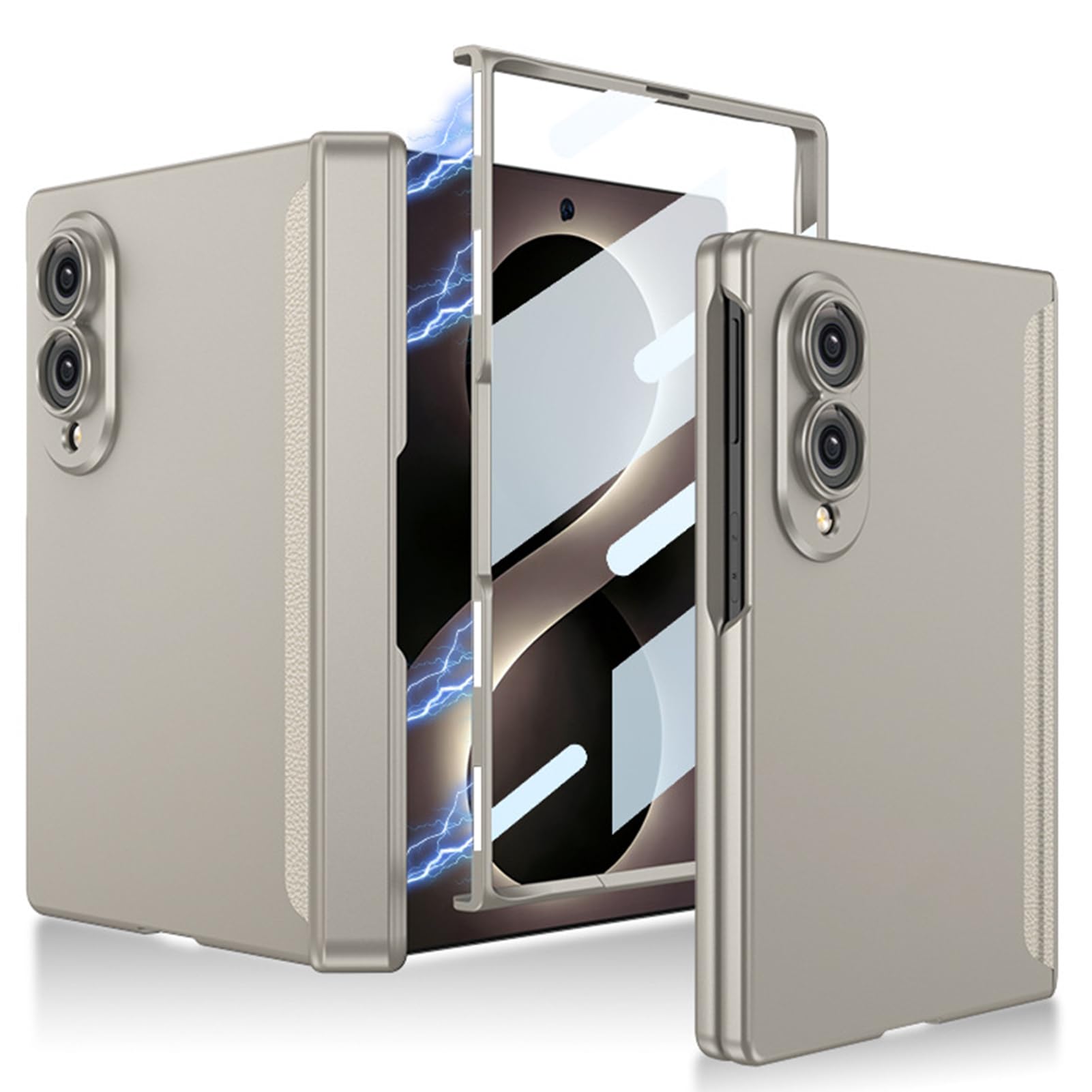 Matowe etui do Samsung Galaxy Z Fold 8, magnetyczny ekran ssący Flim zawias etui odporne na zarysowania cienka osłona, szare