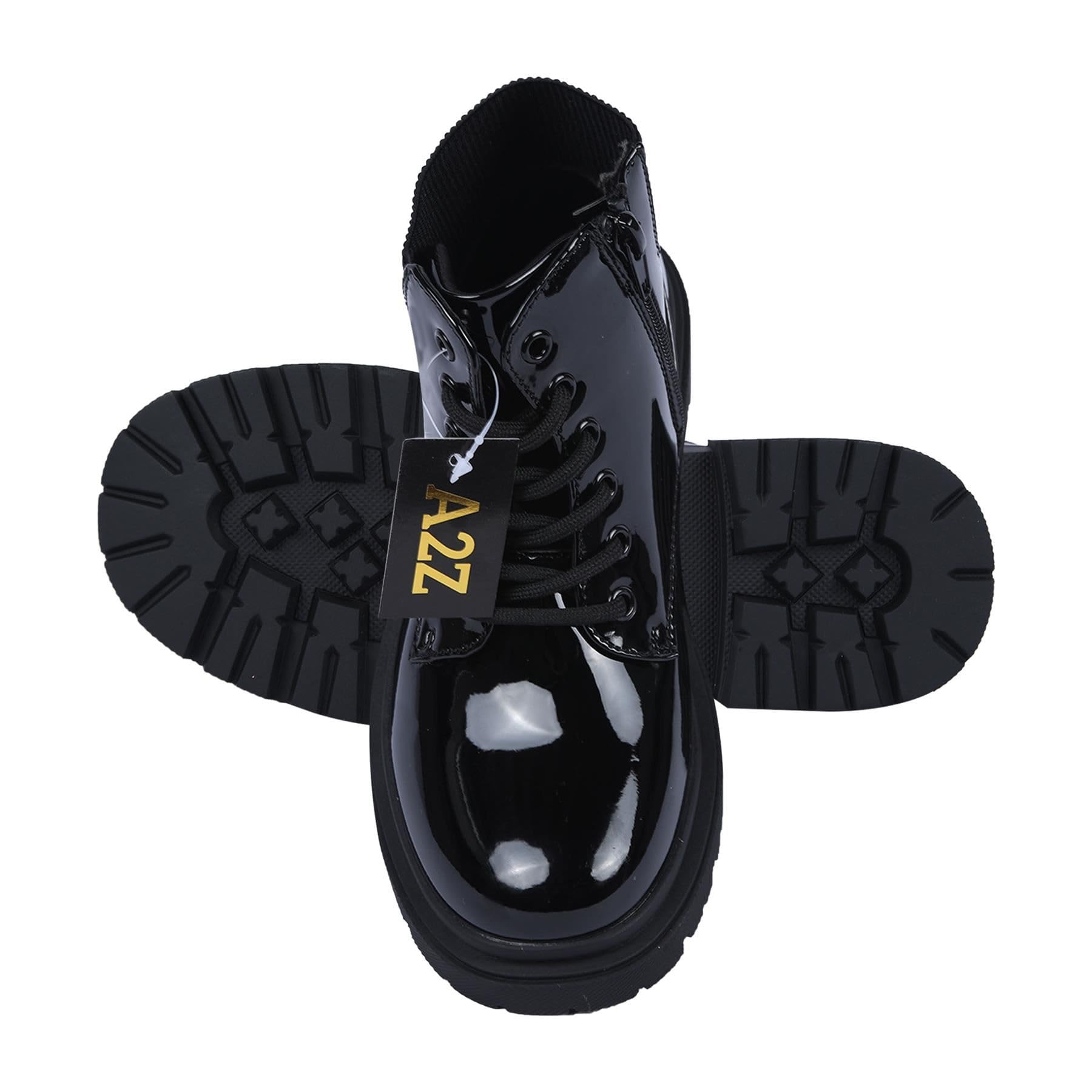 A2Z 4 Kids Stivali da combattimento per ragazze e ragazze, con lacci, con cerniera laterale e suola spessa antiscivolo resistente, per feste, scuola, scarpe alla moda, scarpe invernali e autunnali