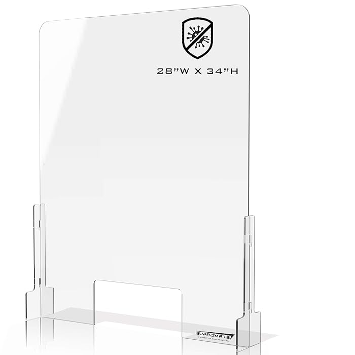 Buy GUARDMATE Premium Plexiglass Shield Sneeze Guard DUALLOCK Design 28"W x 34"H Acrylic