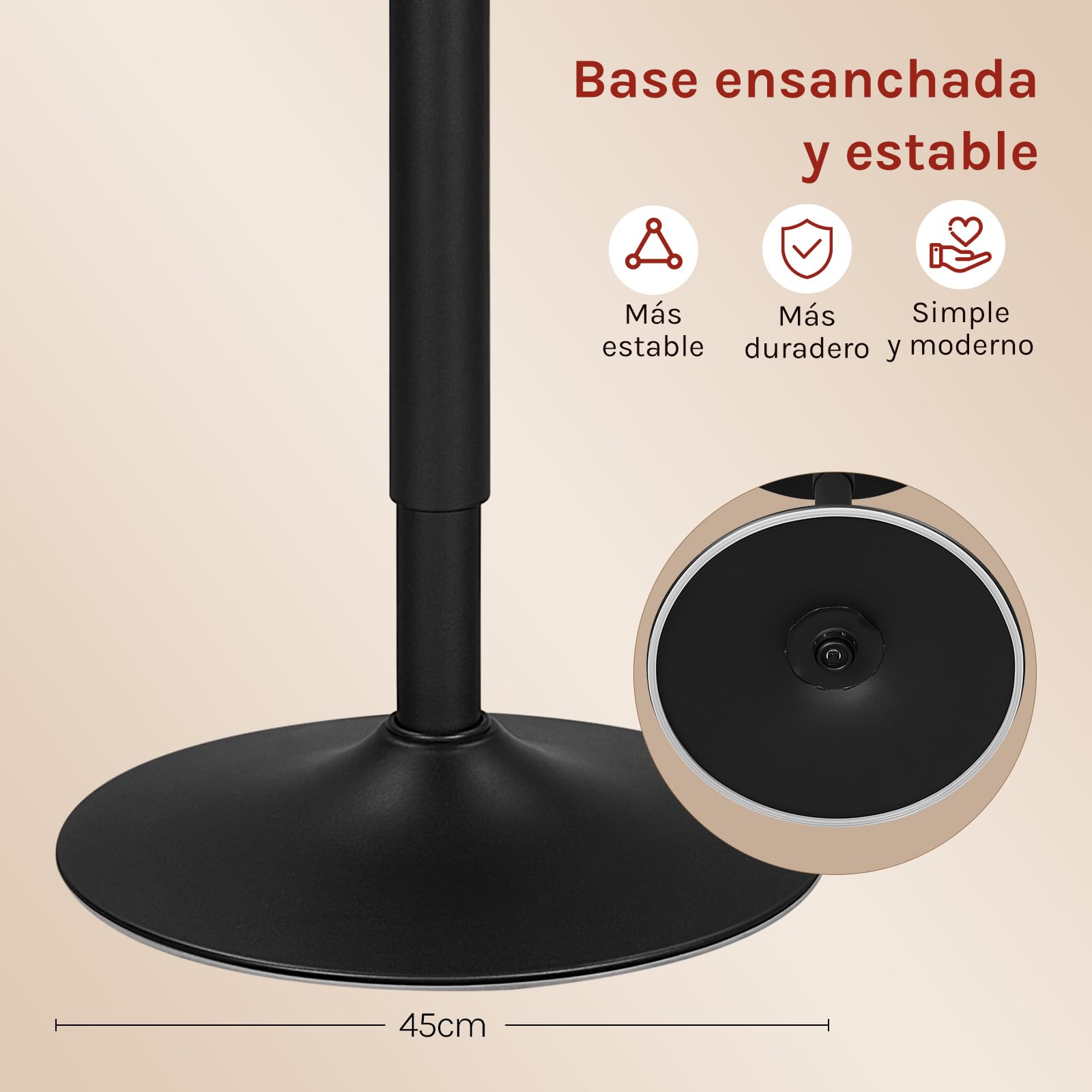 WOLTU Mesa de Bar, Regulable en Altura, 360 Grados Giratorio, Hecha de MDF, Redonda para Cocina, Bar, Negro Redondo
