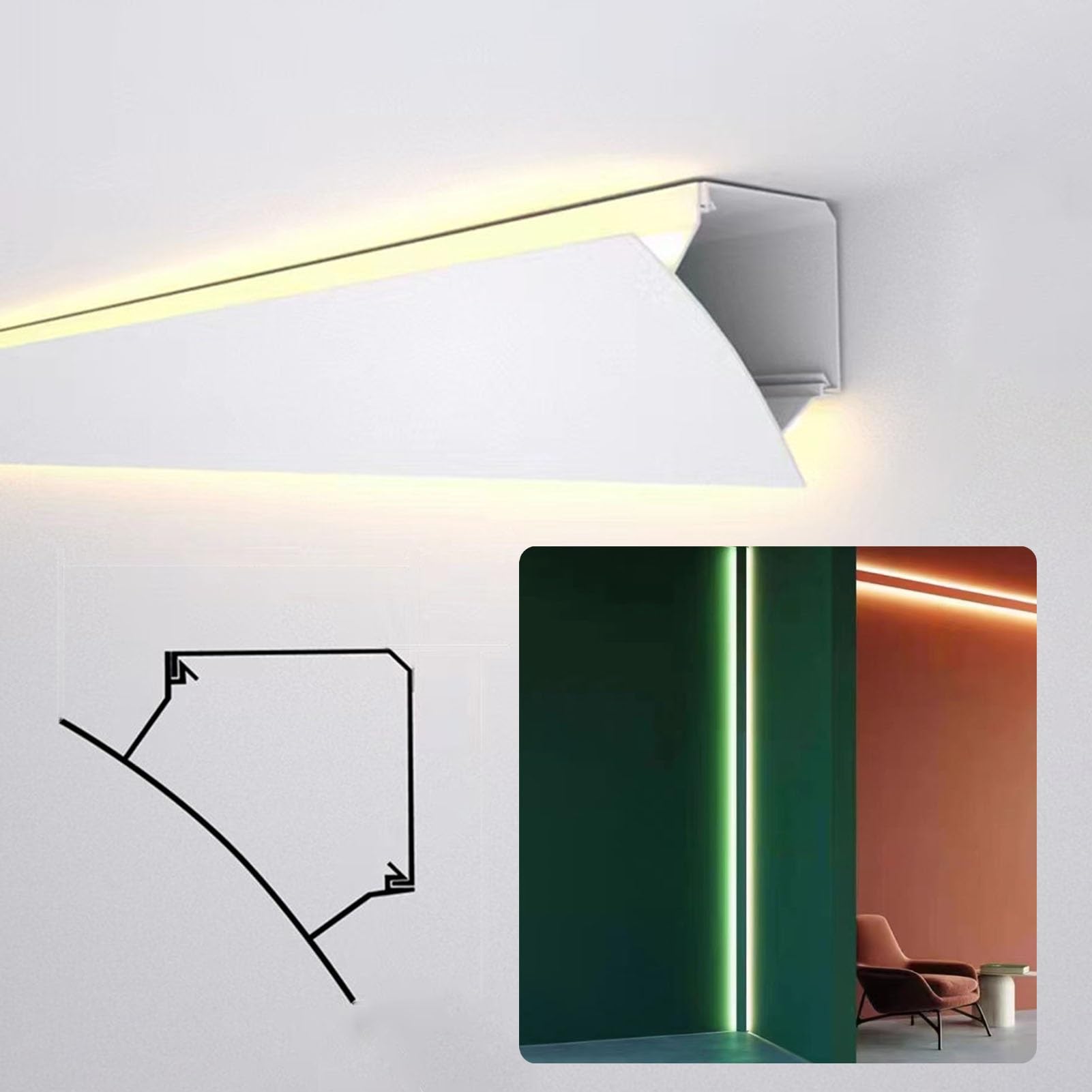 Moldura de techo con luz indirecta para renovar el pasillo y la decoración del dormitorio