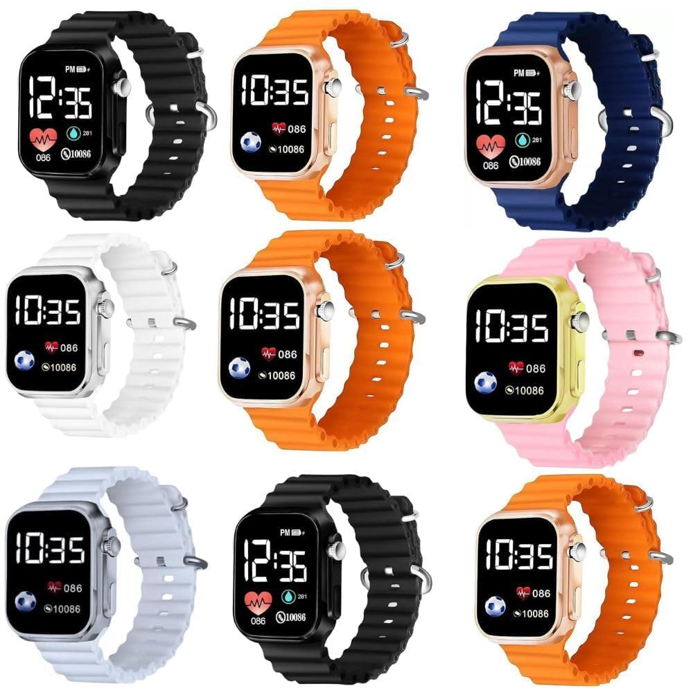 ZOVUTA Ultra Digital Dial Waterproof Smart Design LED Display Kids Watch for Boys & Girls, Men & Women, Birthday Gift (Age 4-15 Years) (Pack of 9) (Multicolor) (B0D9H4Z254) Amazon Price History, Amazon Price Tracker