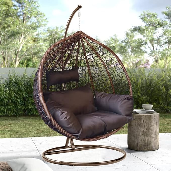 Single Seater Swing Chair & Stand & Big Cushion Hammock Hanging for Outdoor,Indoor, Home, Balcony, Garden(Swing-White, Cushion-Sky Blue)-image-29