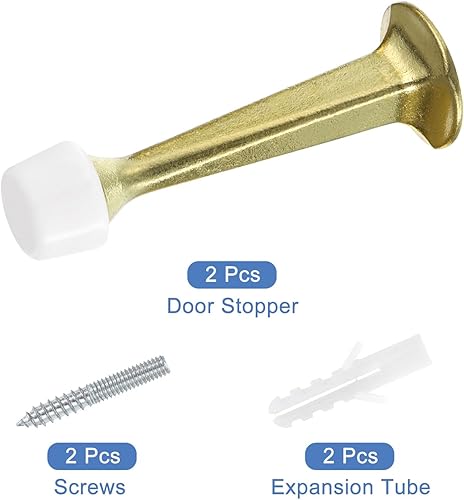 Miniatura 3 de uxcell Tope de puerta rígido sólido de aleación de zinc con tornillos y tubo de expansión, tapón de puerta con punta de goma suave para proteger la