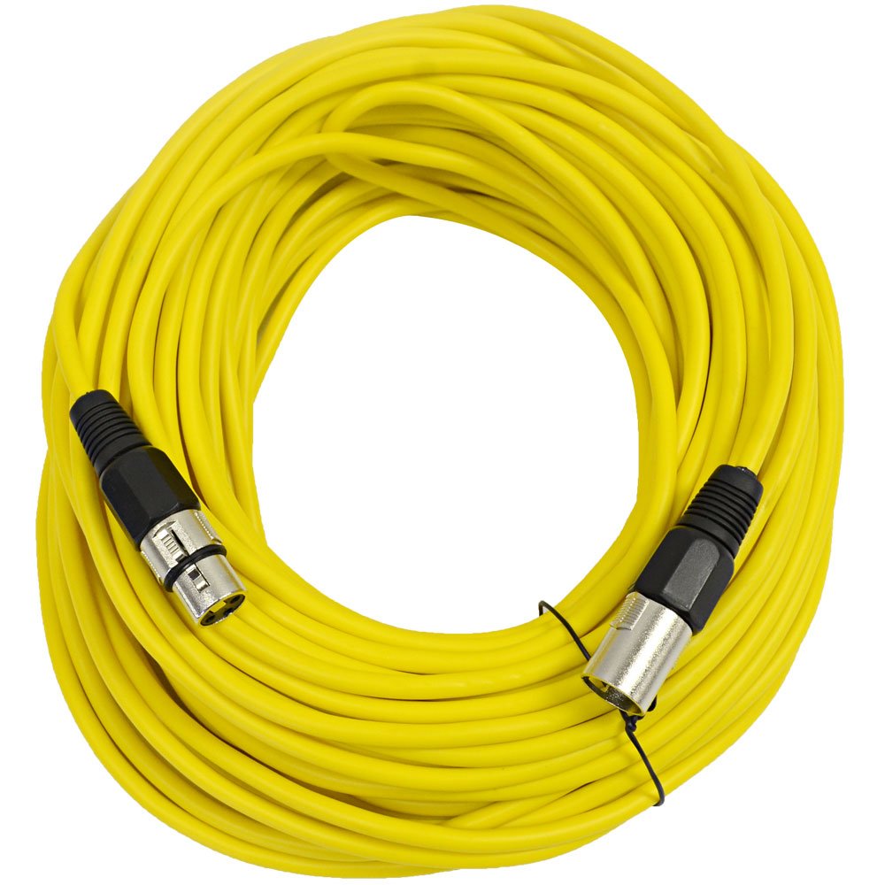 Seismic Audio - SAXLX-100-100' Amarillo XLR macho a XLR hembra Cable de micrófono - Equilibrado - Cable de conexión de 100 pies