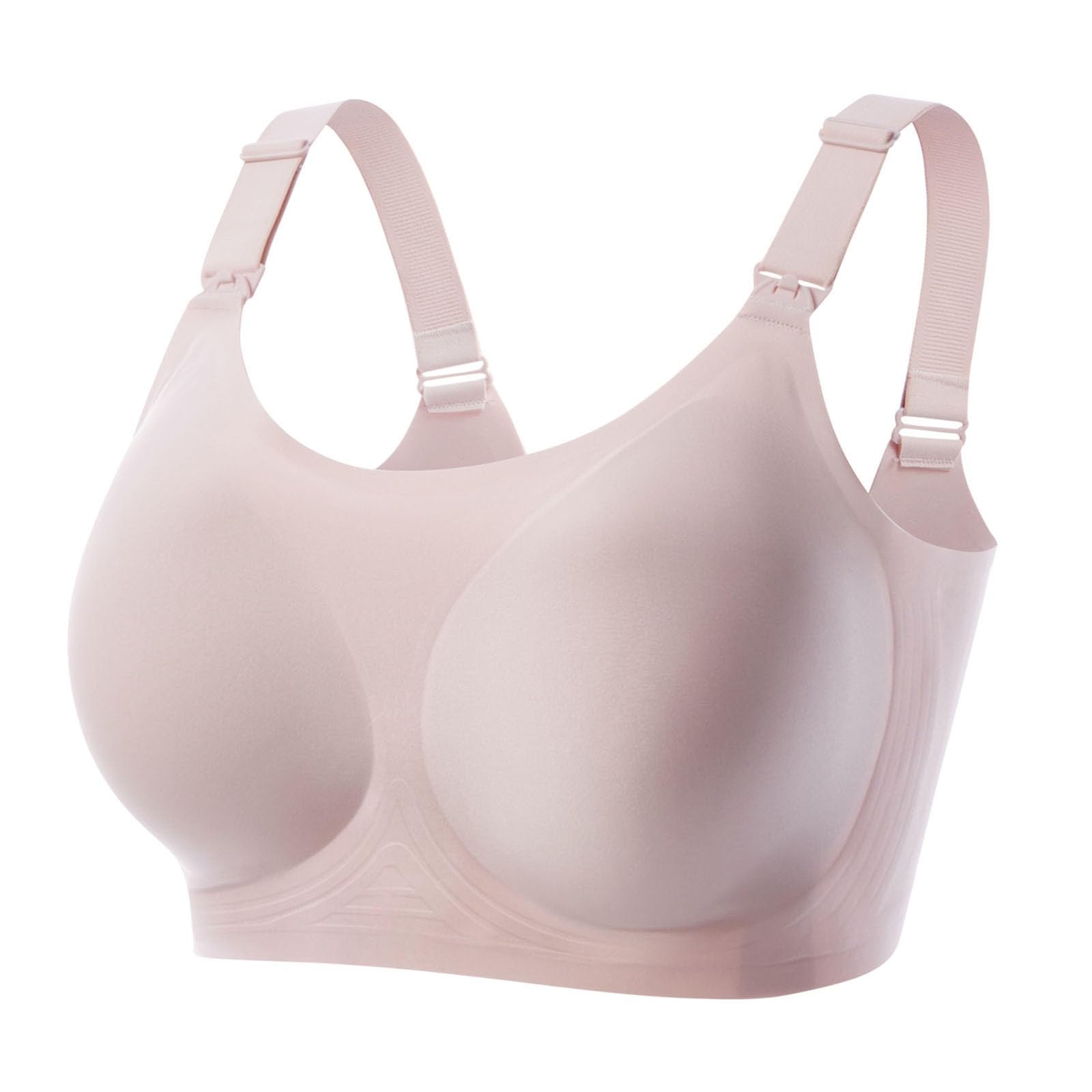 Women's Bra with Underwire, Lightweight, Plain, Thin, Adjustable Shoulder Strap for Women, Saggy Pregnancy Nursing, Beige, S