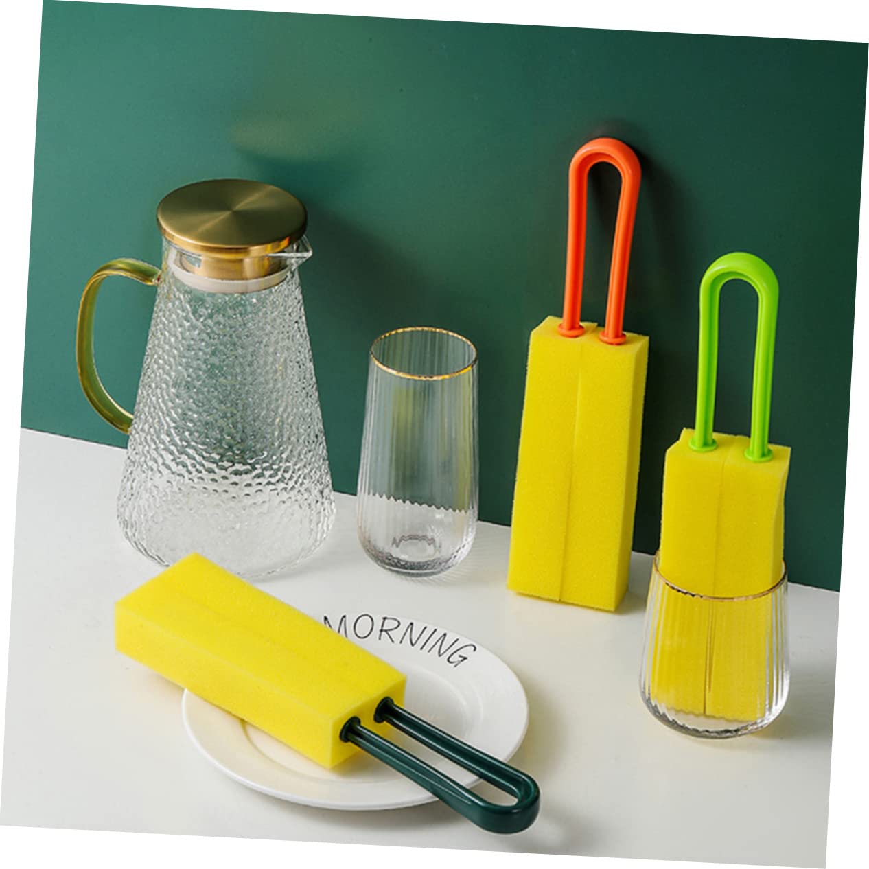 NOLITOY 2Pcs Bottle Cleaning Brush Double Sided High Density Sponge for Cup and Milk Bottle Cleaning Space Saving Design with Strong Dirt Removing Power