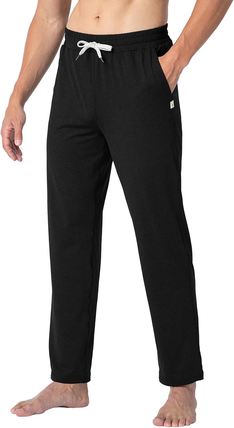 BASUDAM Men's Yoga Sweatpants Loose Fit Open Bottom Joggers Straight