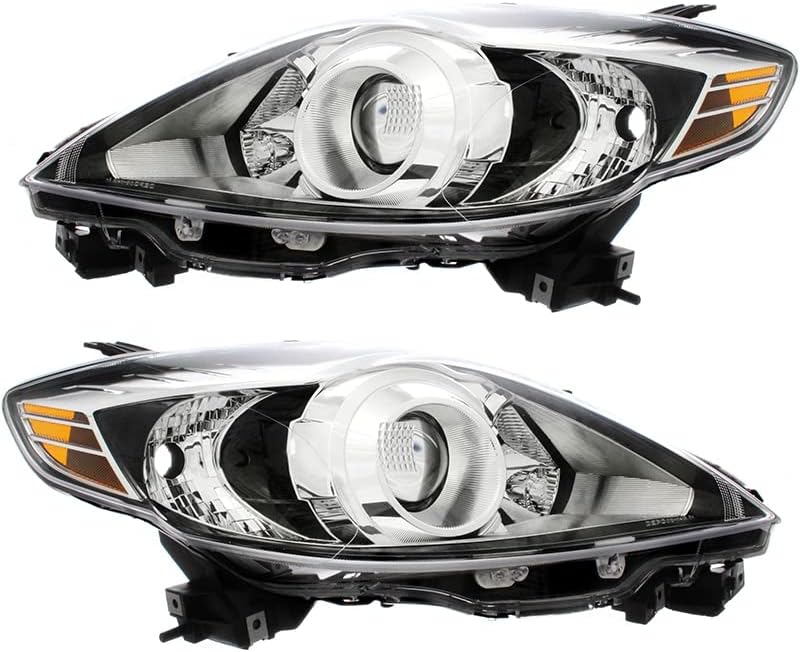 Para Mazda 5 Faros Lámparas Set 2008 2009 Halógeno Negro Trim Conductor y Pasajero Lado