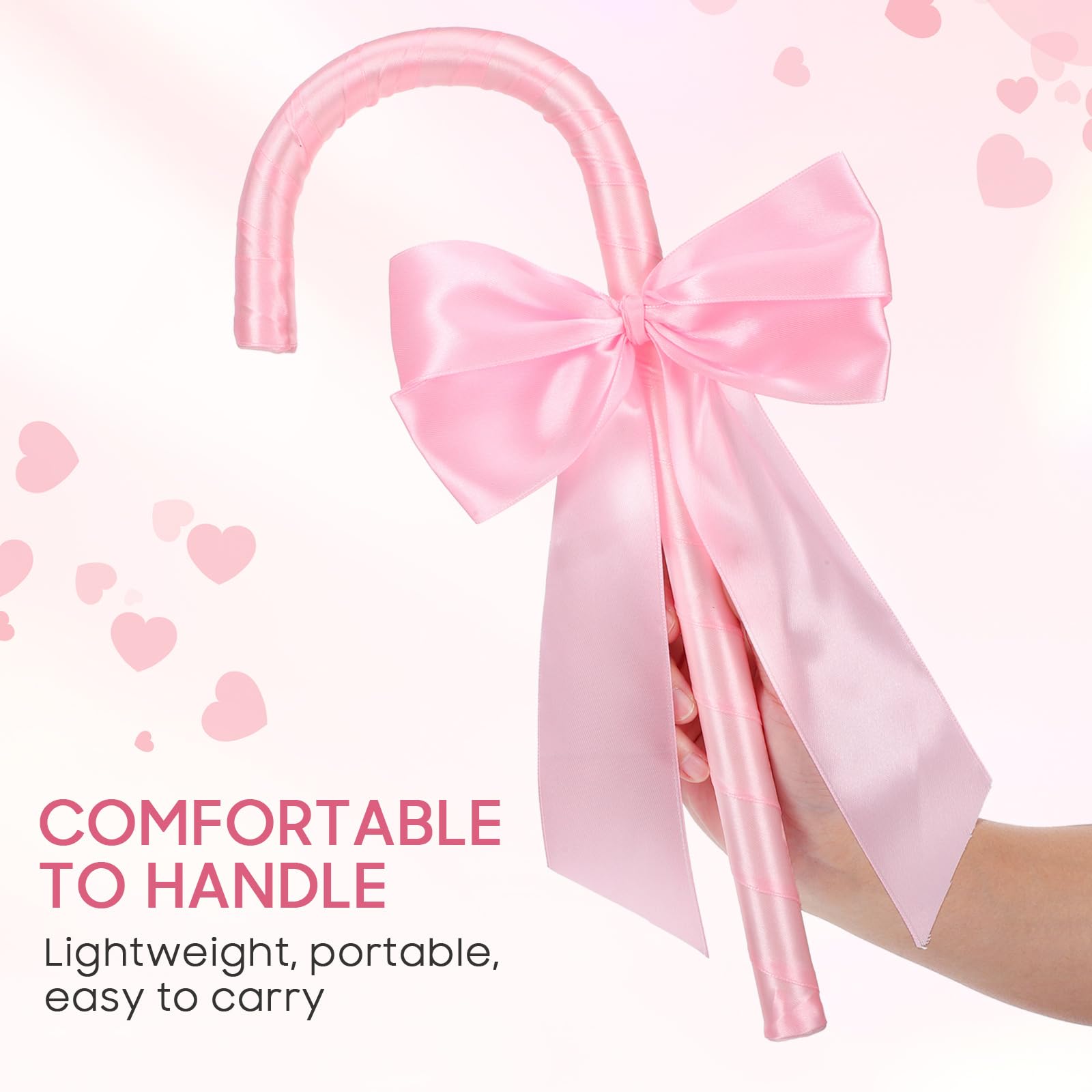 MAGICLULU Canne d'halloween, Accessoire de Costume de Berger, de Nœud en Plastique Rose pour Fête, Cosplay, Béquille Décorative pour Représentation sur Scène
