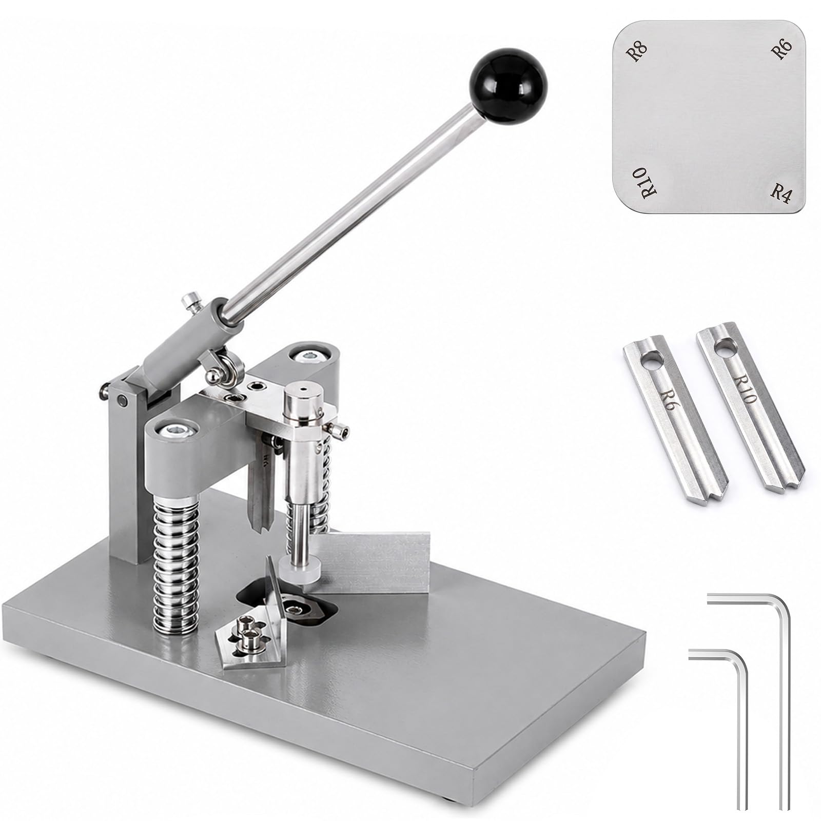 Punzone arrotondatore angolare resistente - Taglierina per raggio angolare con fustella R6 mm R10 mm, lame in acciaio al tungsteno, max 30 mm, leva con manico esteso, per carta laminata per biglietti