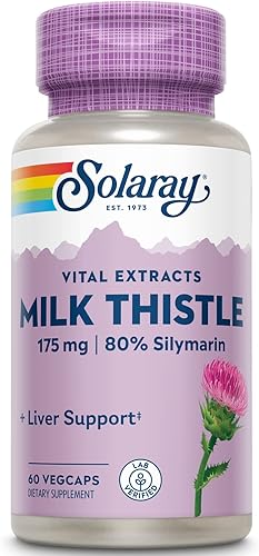 SOLARAY Extracto de semilla de cardo mariano de 175 mg antioxidante destinado a ayudar a mantener un hígado normal y saludable sin OMG y vegano