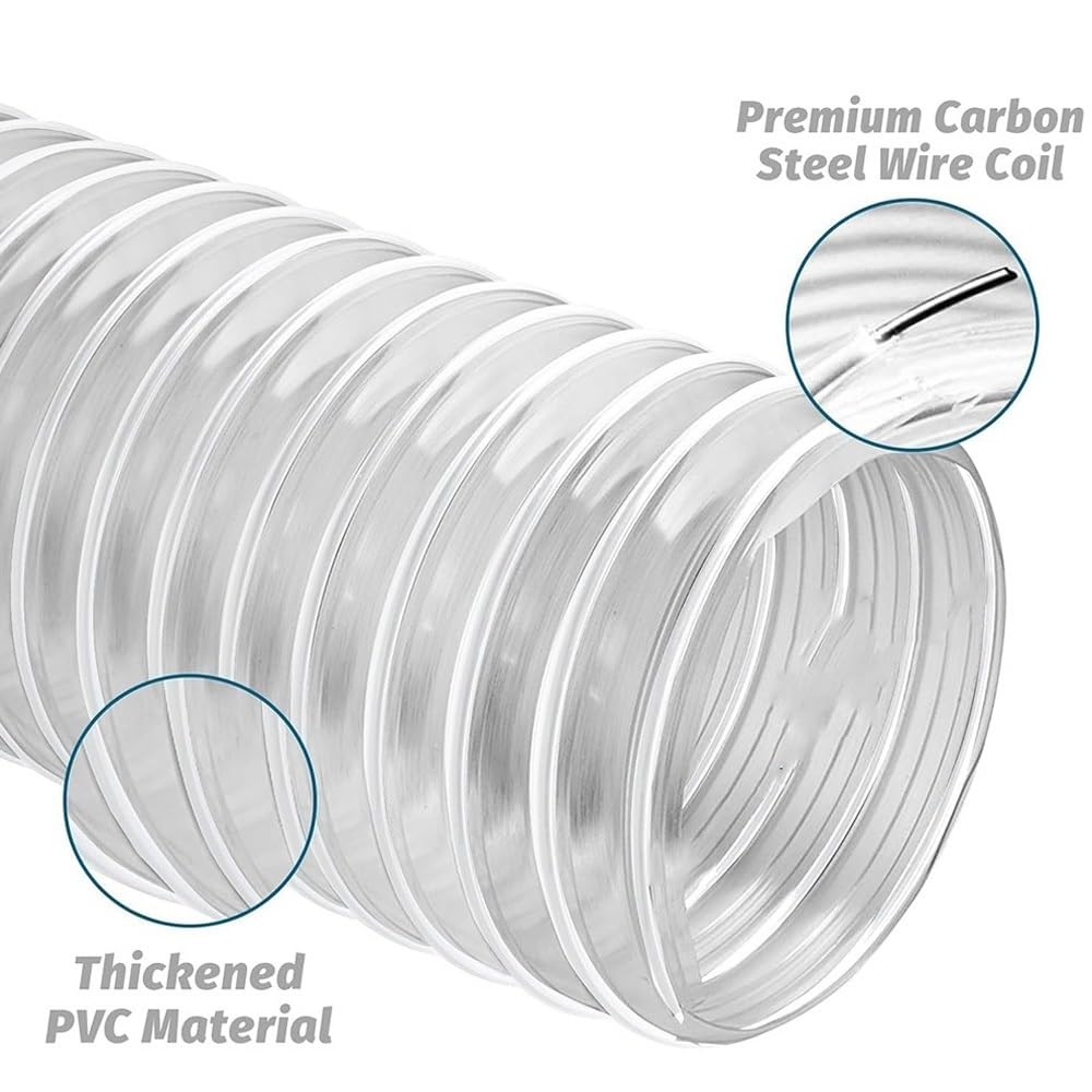 Manguera Recolección Polvo De PVC Para Aspiradora De Construcción，Mangueras Transparente 40/150/200mm Manguera Flexible Para Residuos De Polvo Y Humos(1m/3.28ft,140mm-5 1/2")