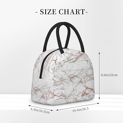 Miniatura 3 de Bolsa de almuerzo con textura de mármol blanco y marrón, bolsa grande reutilizable, contenedor para mujeres y hombres, trabajo de oficina escolar,
