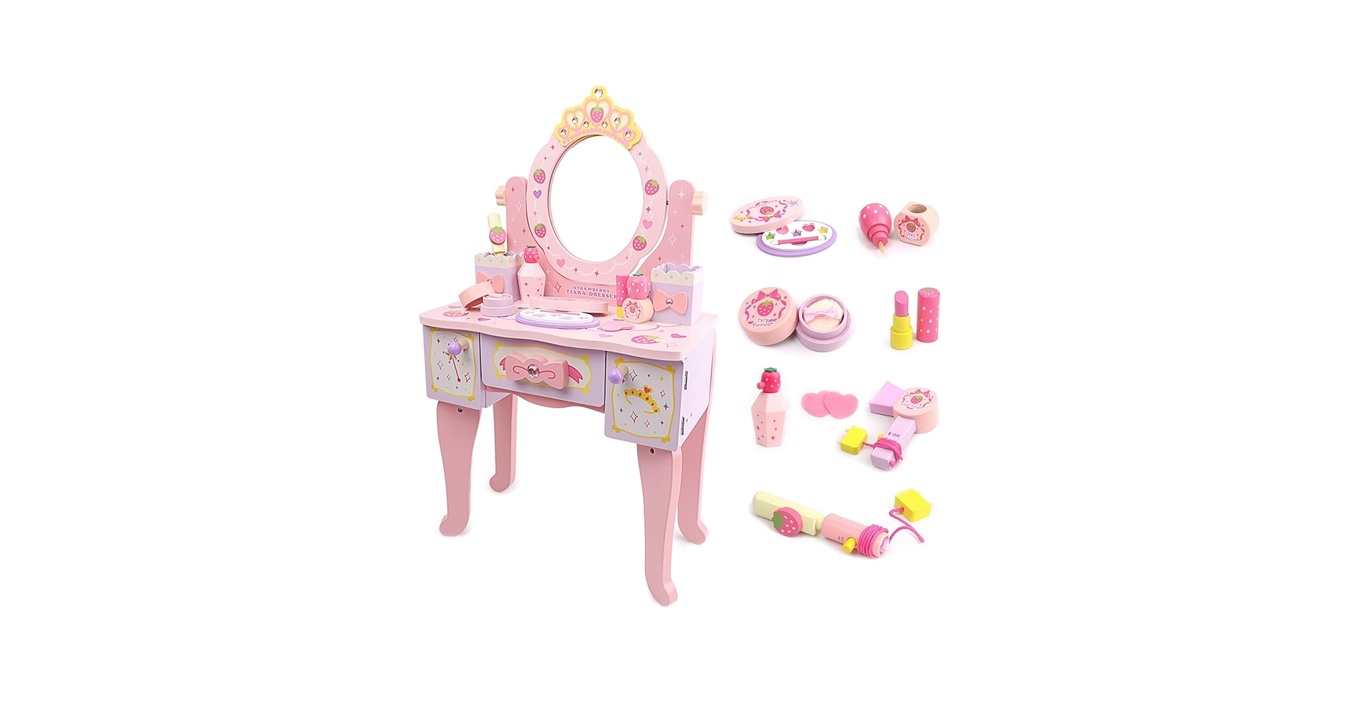 ハンドメイド☆ミニドレッサー Amazon｜42cm ミニ化粧台 女の子用ドレッサー ピンク