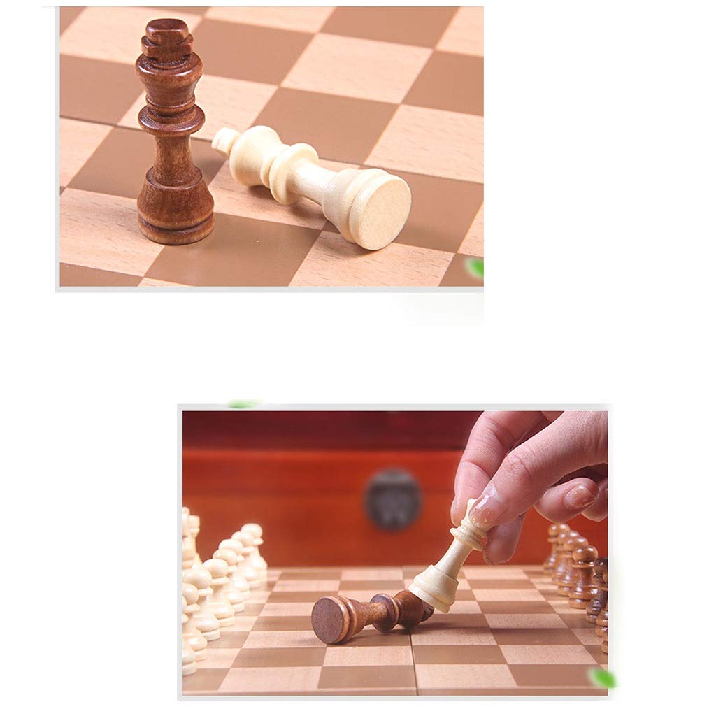 MYBA Scacchiera Scacchi Scacchi in Legno massello Set Elevata Qulity 19.2 * 29.6cm in Legno International Scacchi Set da Tavolo da Tavolo Portatile Pieghevole Scacchiera Regalo