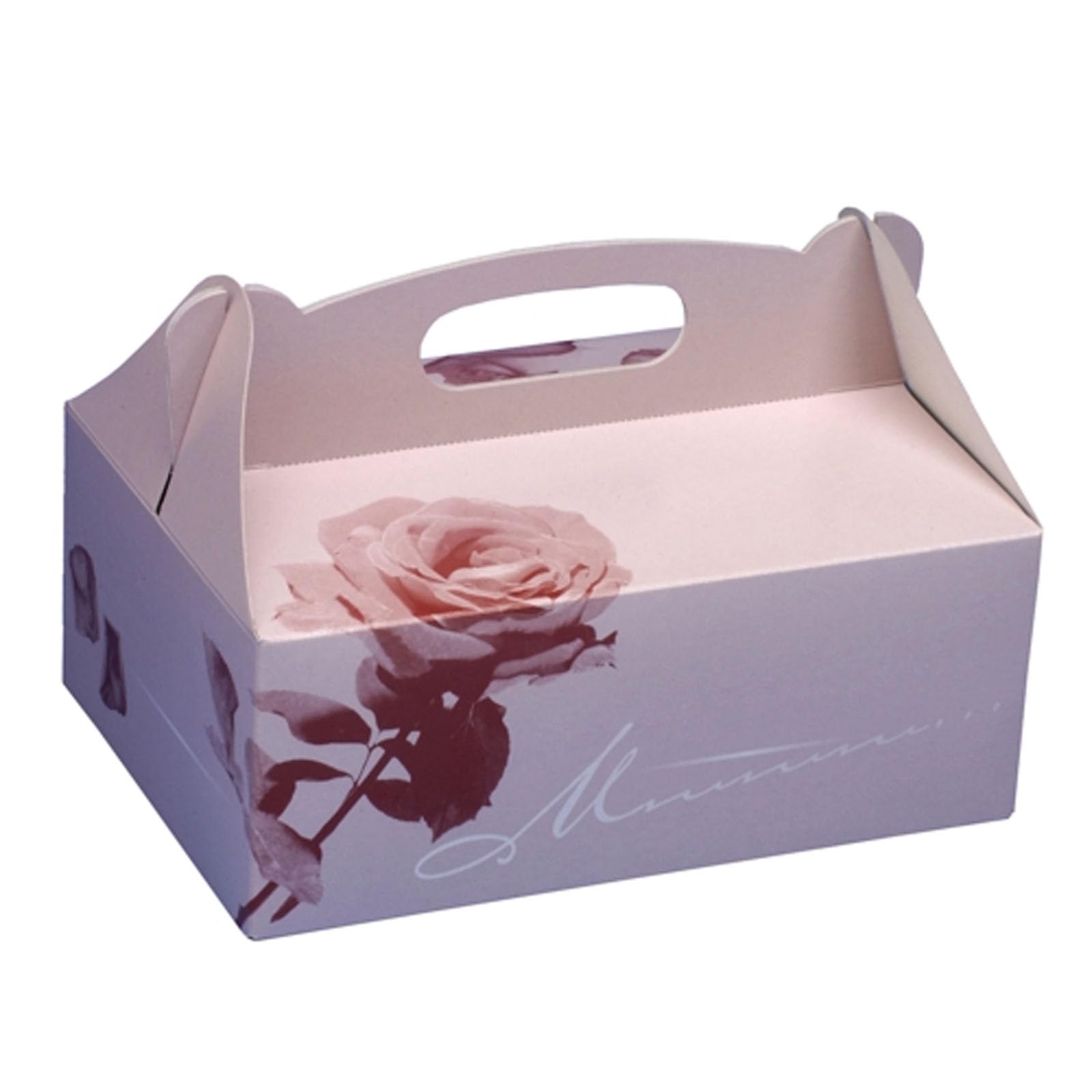 Papstar | 15 Scatole per Dolci con Manici Rettangolari, Dimensioni 23 cm x 16 cm x 9 cm, Colore rosé con Manici, Materiale Cartone, Grammatura 400 g/m², 15 scatole x 10 Confezioni
