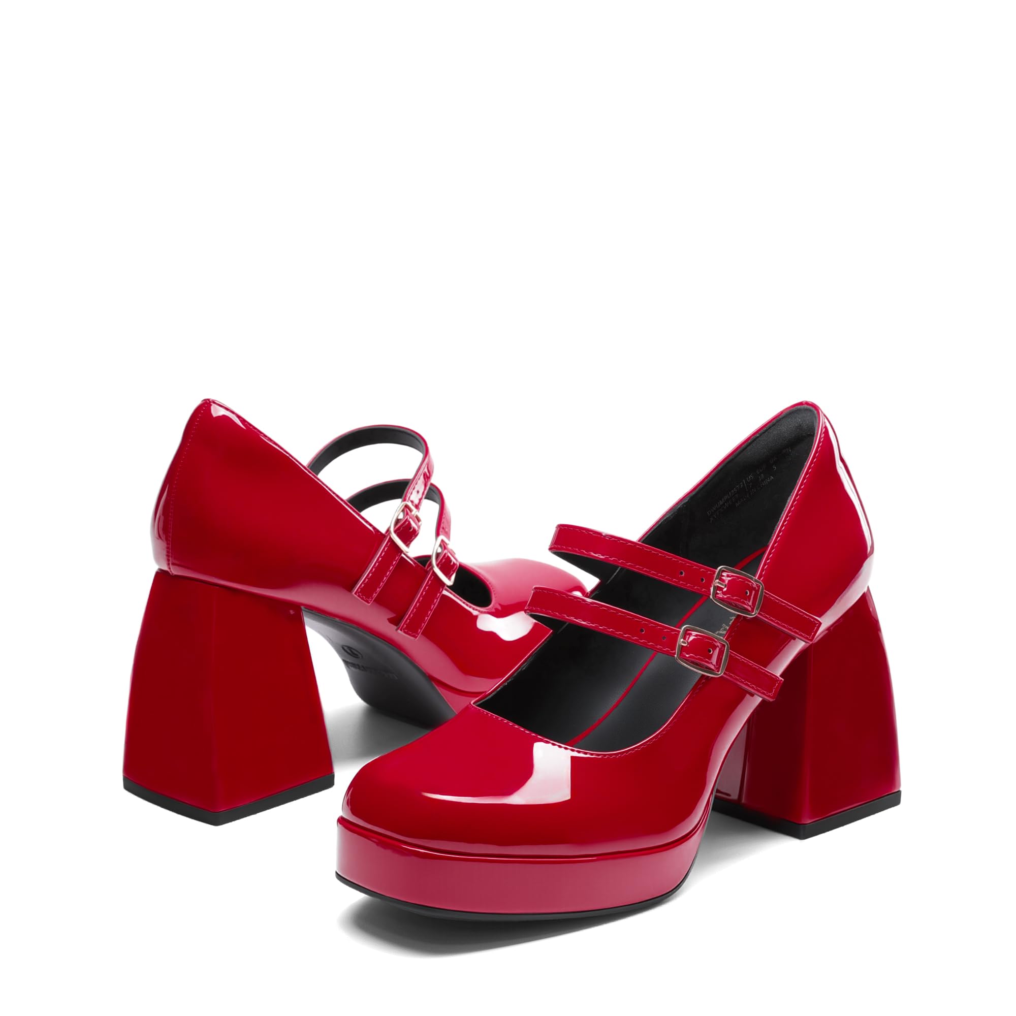 DREAM PAIRS Scarpe con Tacco Alto Mary Jane a Piattaforma per Donna, Tacco Chunky Chiuso, Décolleté con Doppio Cinturino in Stile Y2K
