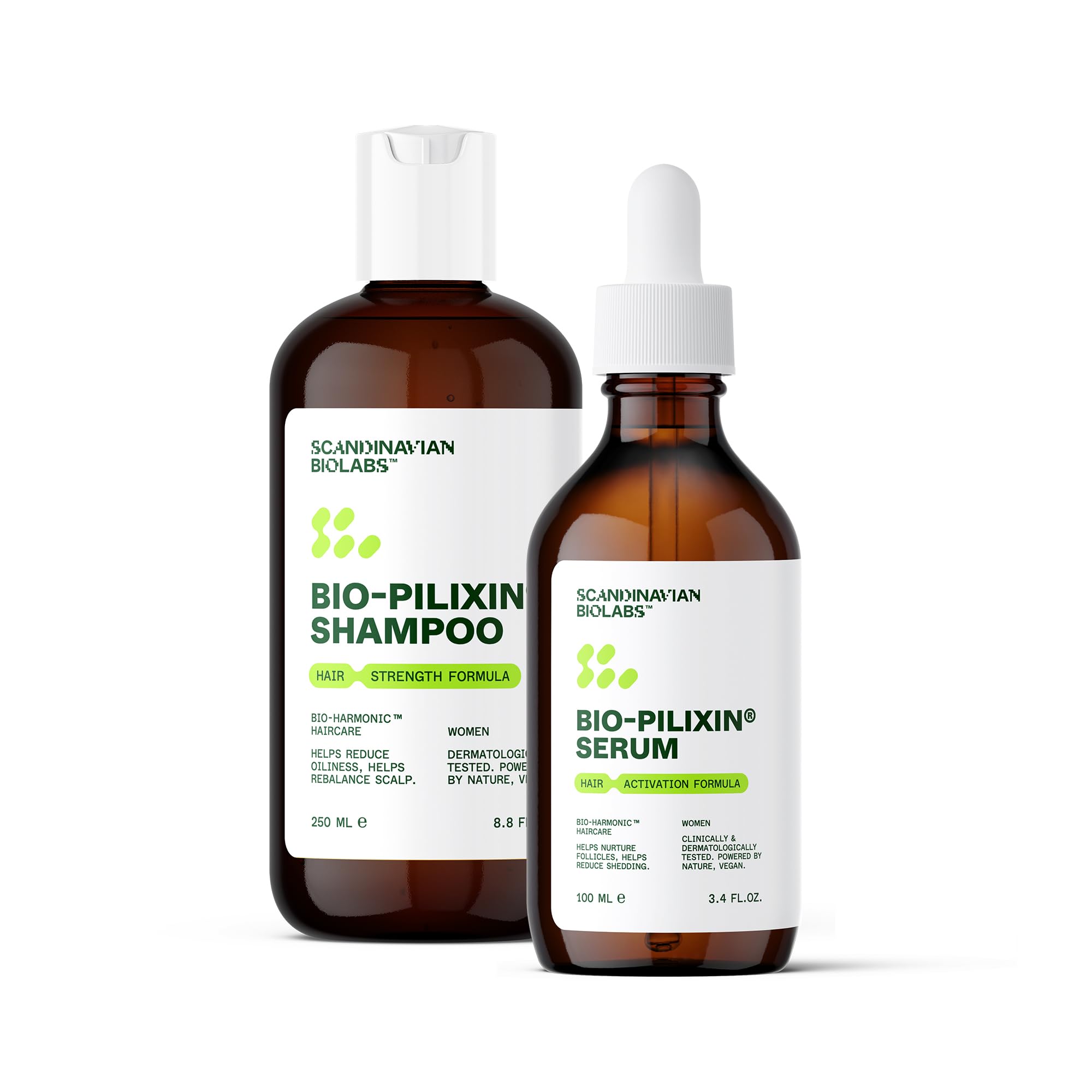 Scandinavian Biolabs Hair Strength Shampoo and Hair Growth Serum for Women | All-Natural Formula to Strength Hair with a Gentle Cleanse | Moisturize Scalp & Hair, Eliminate Greasiness, No Sulfate