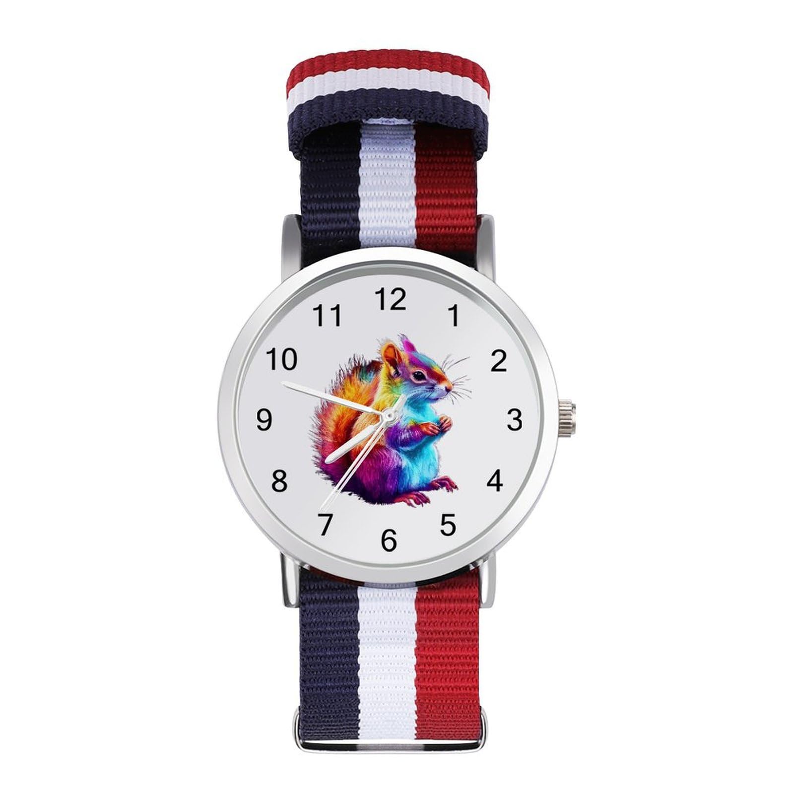 Colorful Squirrel Funny Wrist Watches for Men Women Fashion Graphic Watch for Work Workout