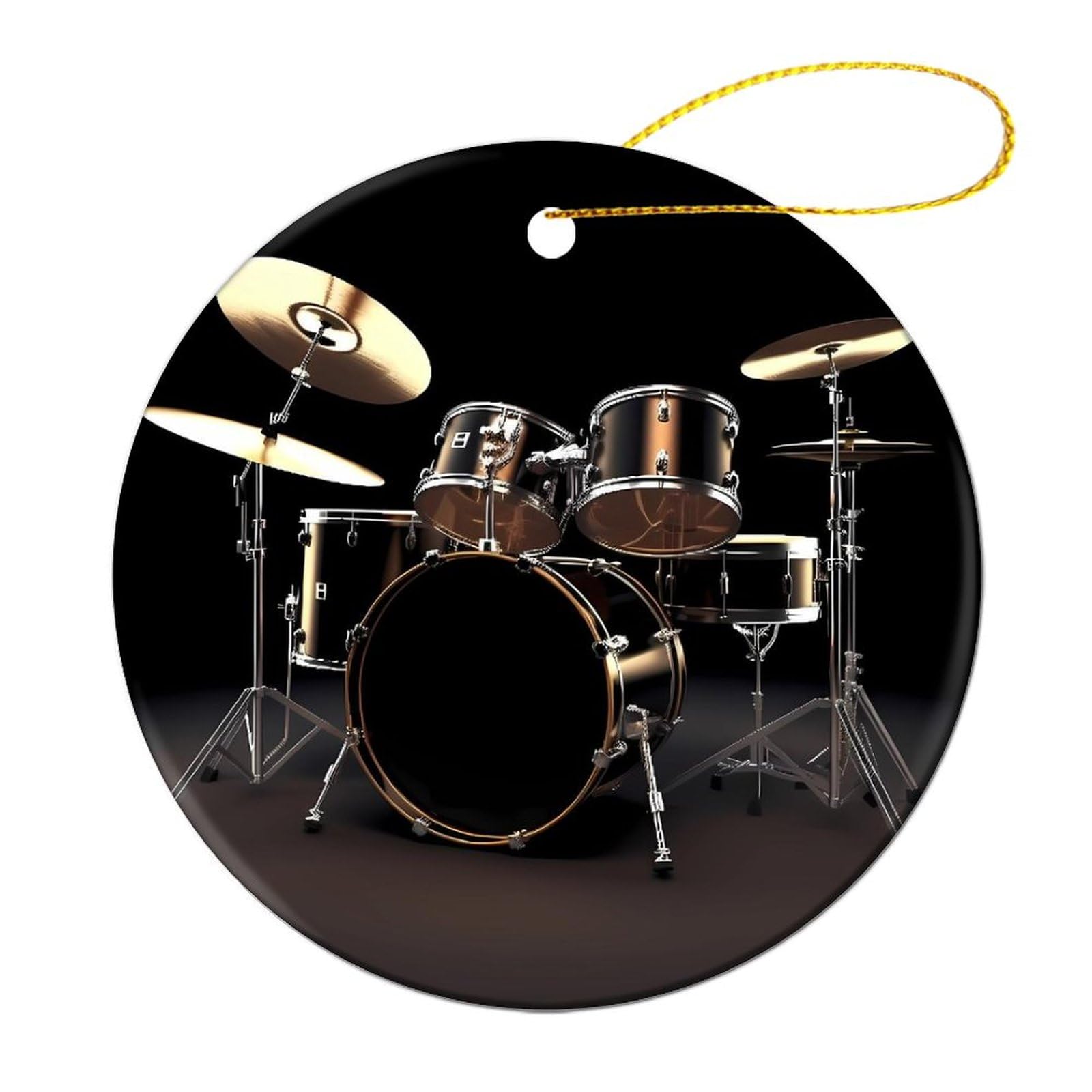 Christmas Ornaments Cool Drum Set Ceramic Ornament Christmas Tree Decorations Circle Hanging Ornament for Christmas Trees Hanging Porcelain Ornament for Christmas