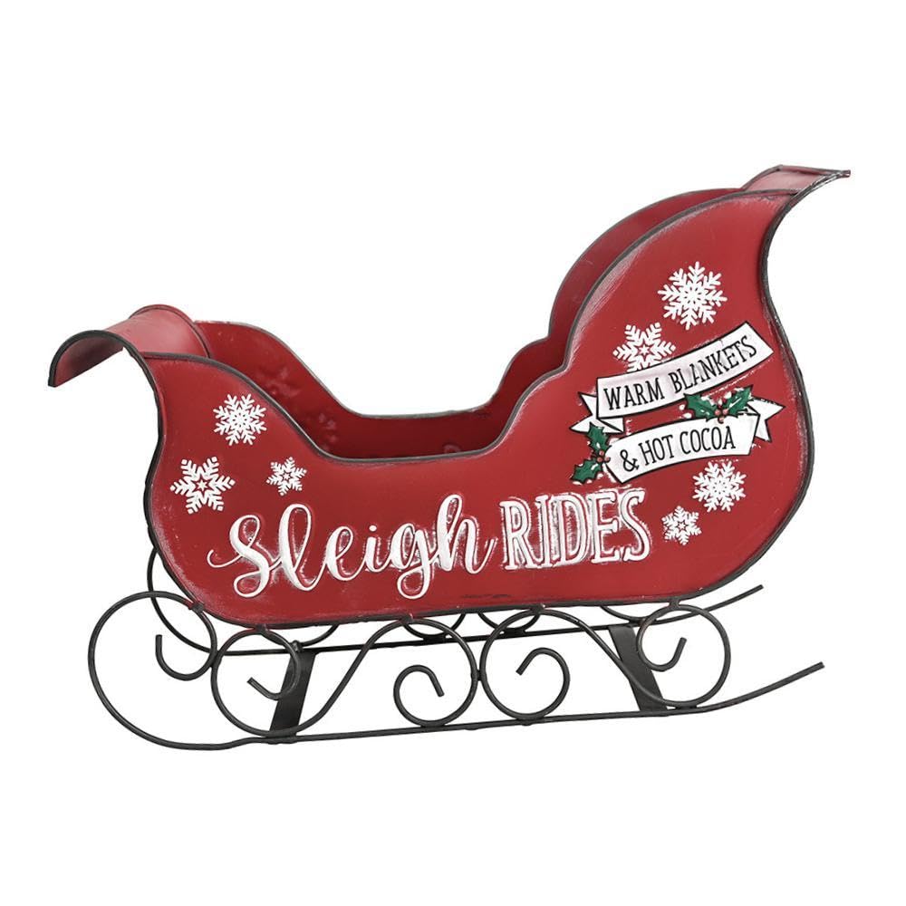 Escultura Decorativa Navideña de Trineo de Papá Noel