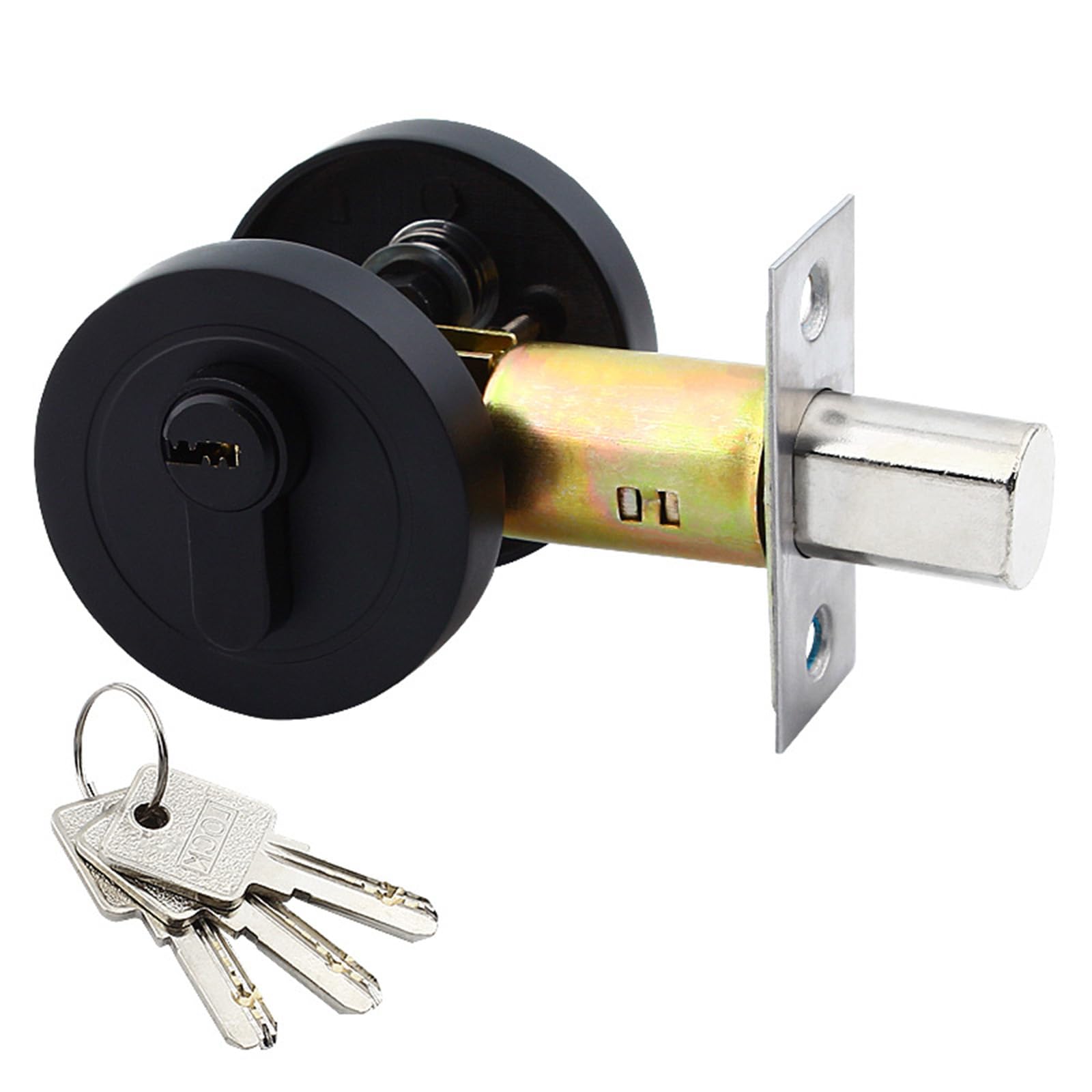 Single Cylinder Deadbolt Round Door Entry Heavy Duty Stainless Steel 35 50mm Front Bathroom Bedroom